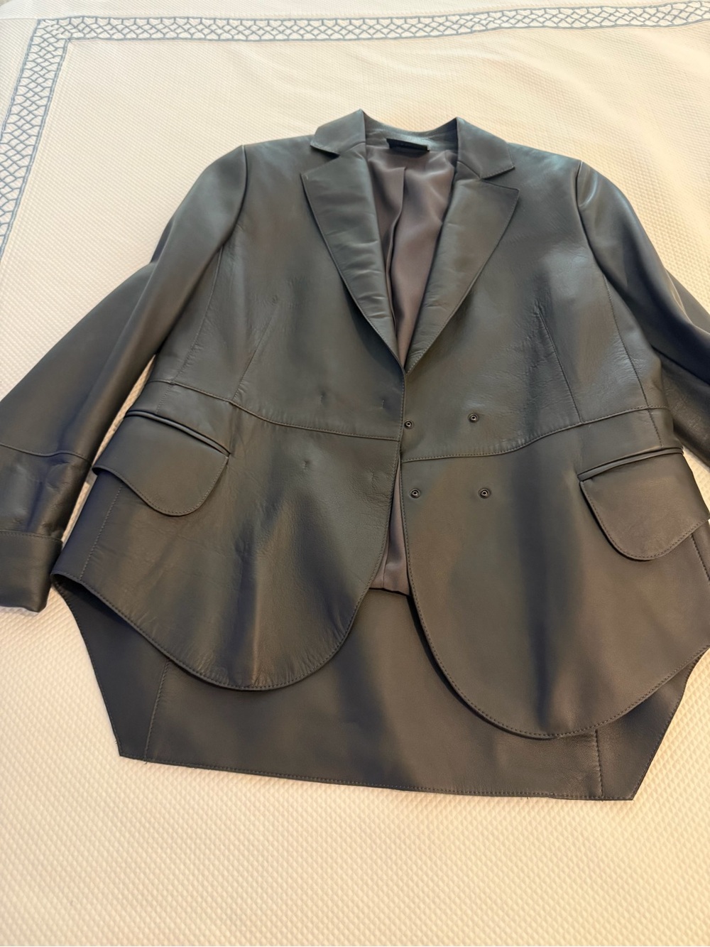 AKRIS Anthracite Leather Blazer - Mainline - Picture 7 of 11